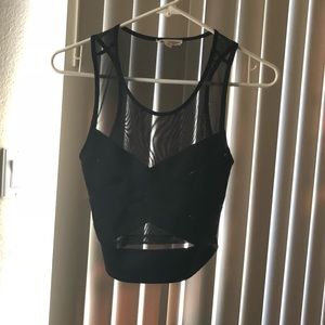 Black Mesh Crop Top Size S